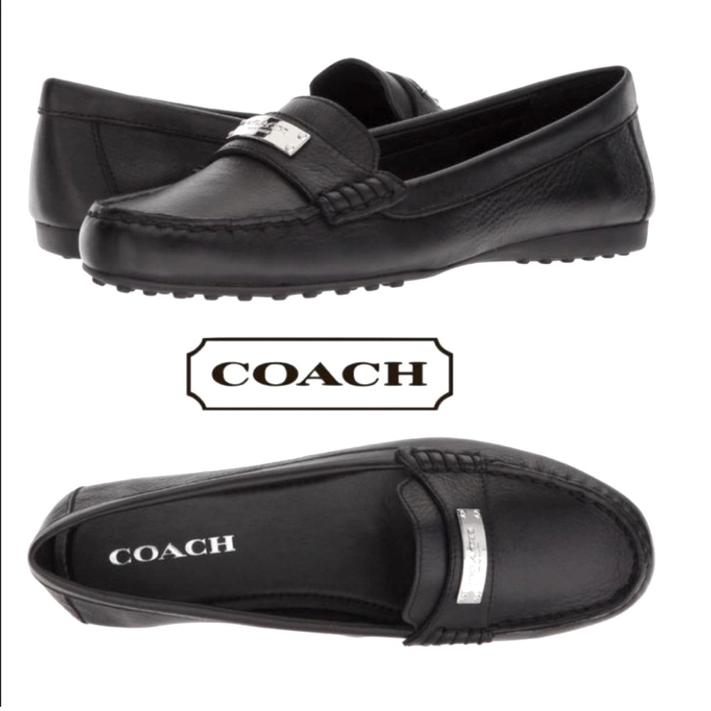 COACH Fredrica Pebble Grain Black Leather Loafers/Flats women’s size 7